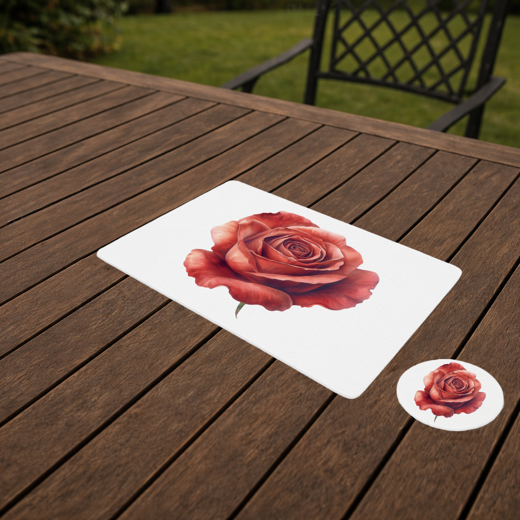 Crimson Red Rose Charger Plate Set  12 Pieces