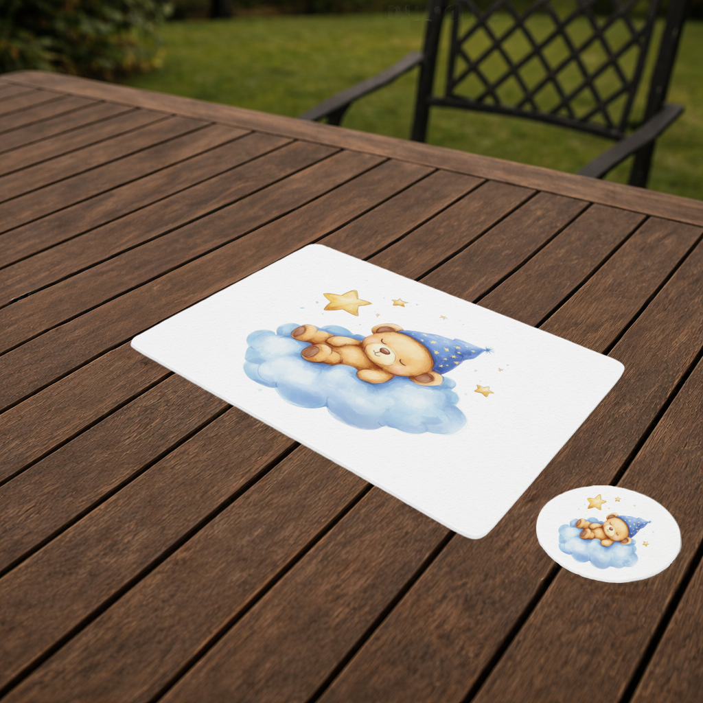 Sleeping Teddy Bear on a Cloud Charger Plate Set  12 Pieces