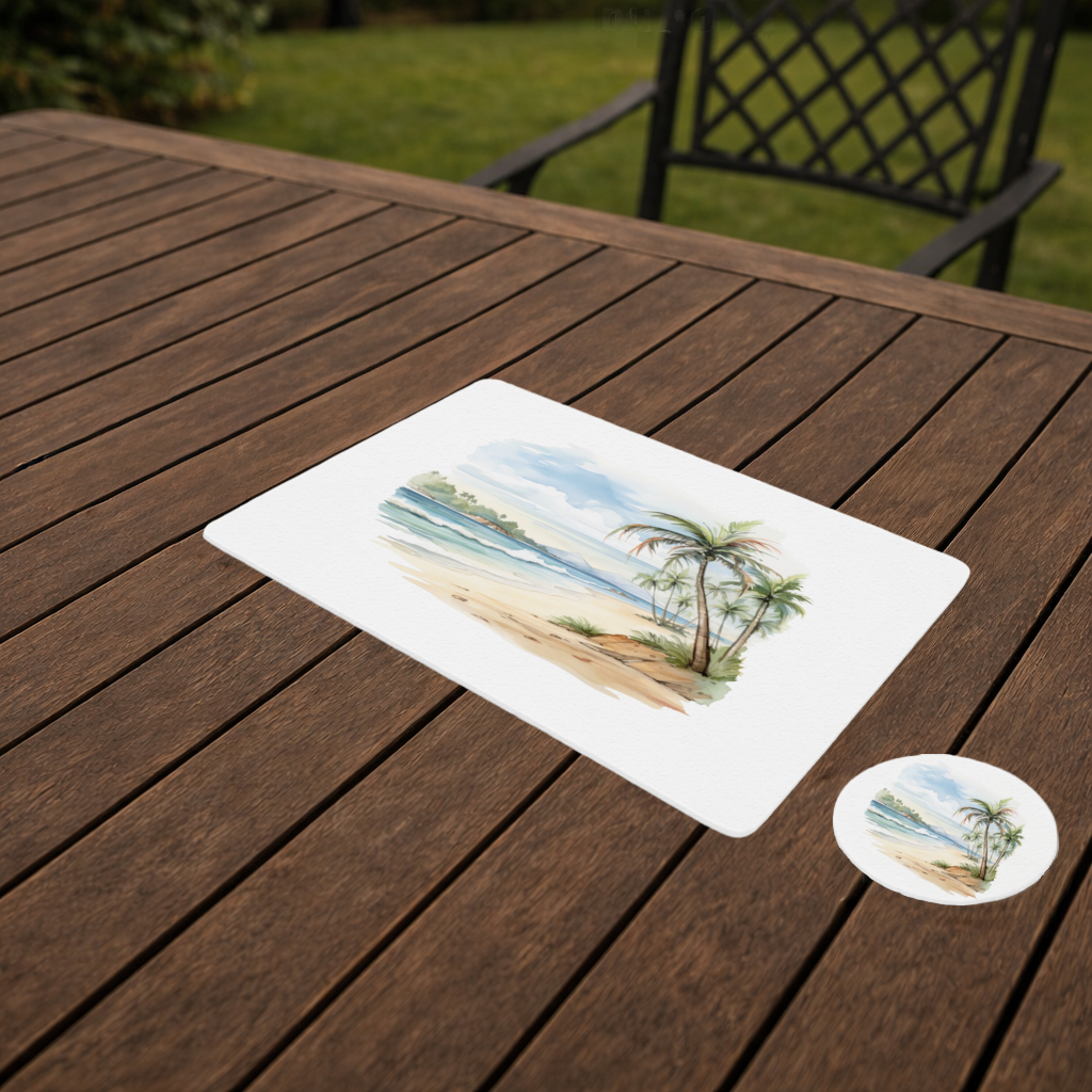 Tropical Palm Tree Beach Charger Plate Set  12 Pieces