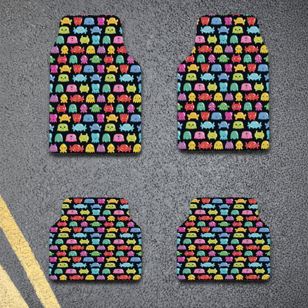 Cute Colorful Monsters Seamless Pattern Car Floor Mats