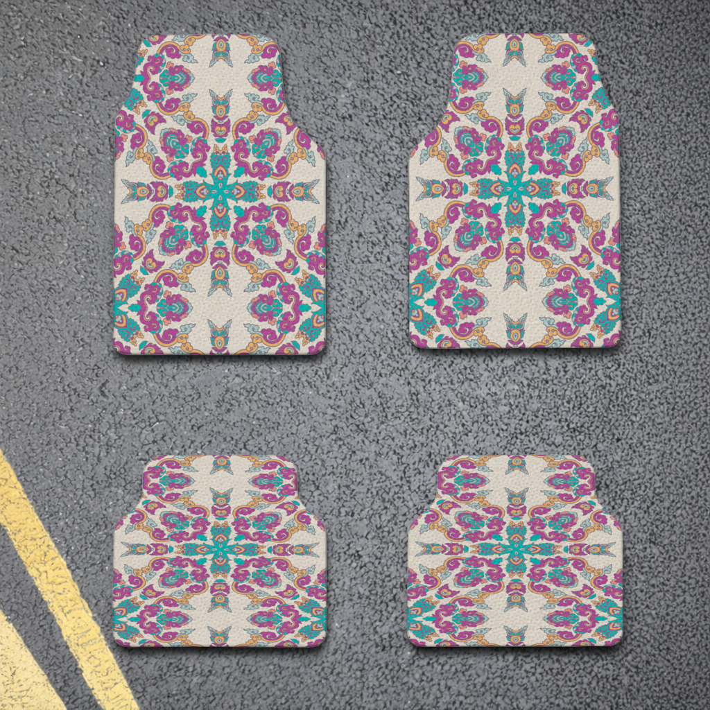 Colorful Oriental Symmetrical Mandala Pattern Car Floor Mats