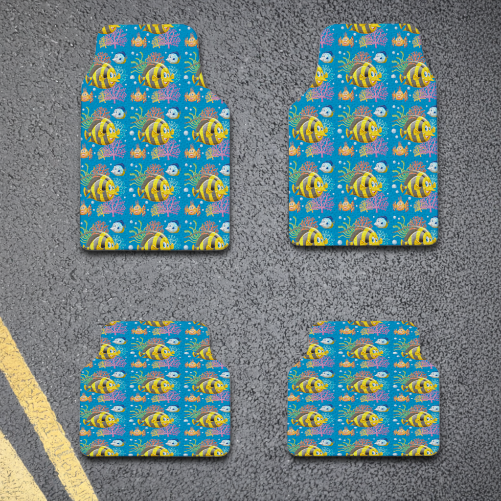Colorful Tropical Fish and Coral Reef Pattern Car Floor Mats