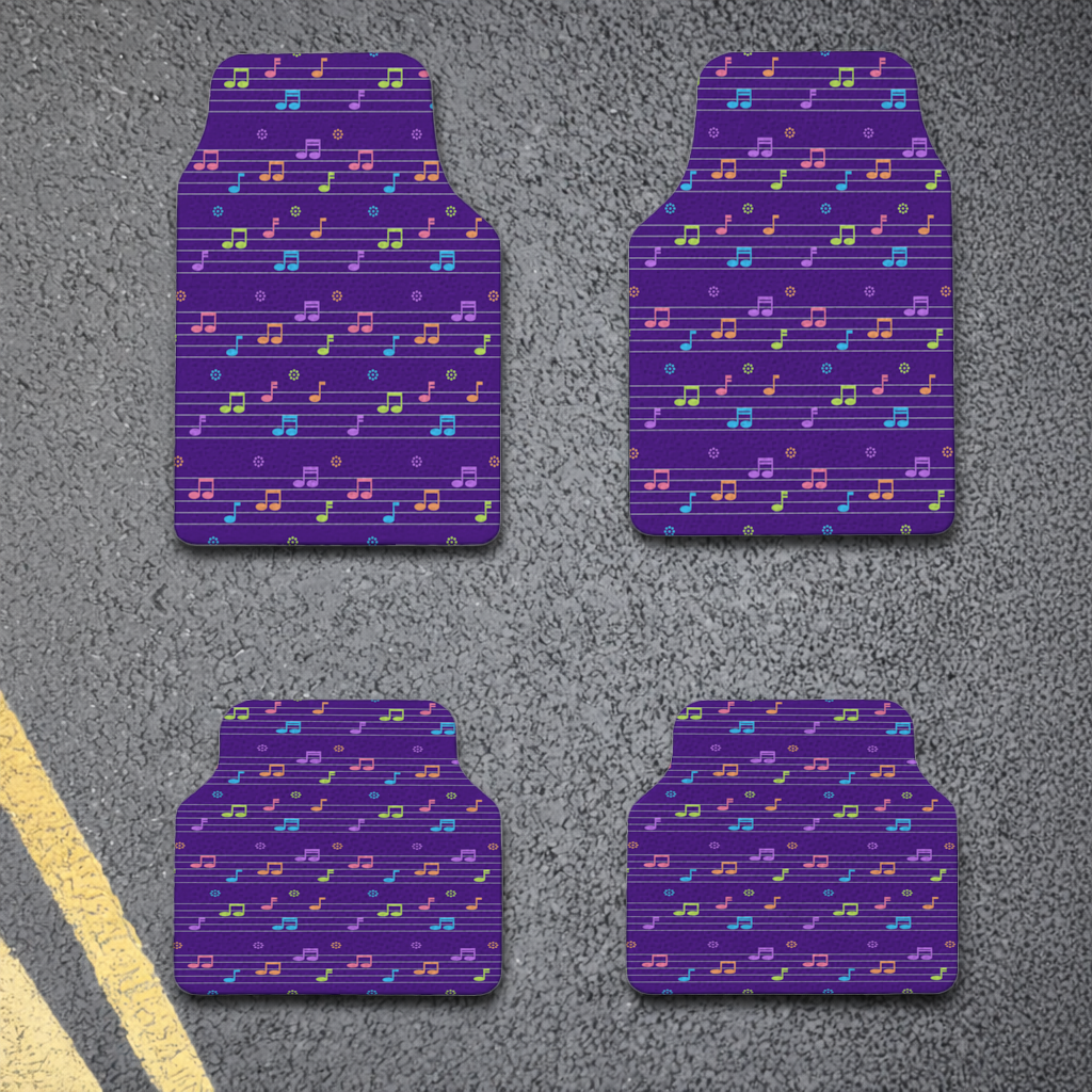 Colorful Music Notes and Modern Rhythm Seamless Pattern Car Floor Mats