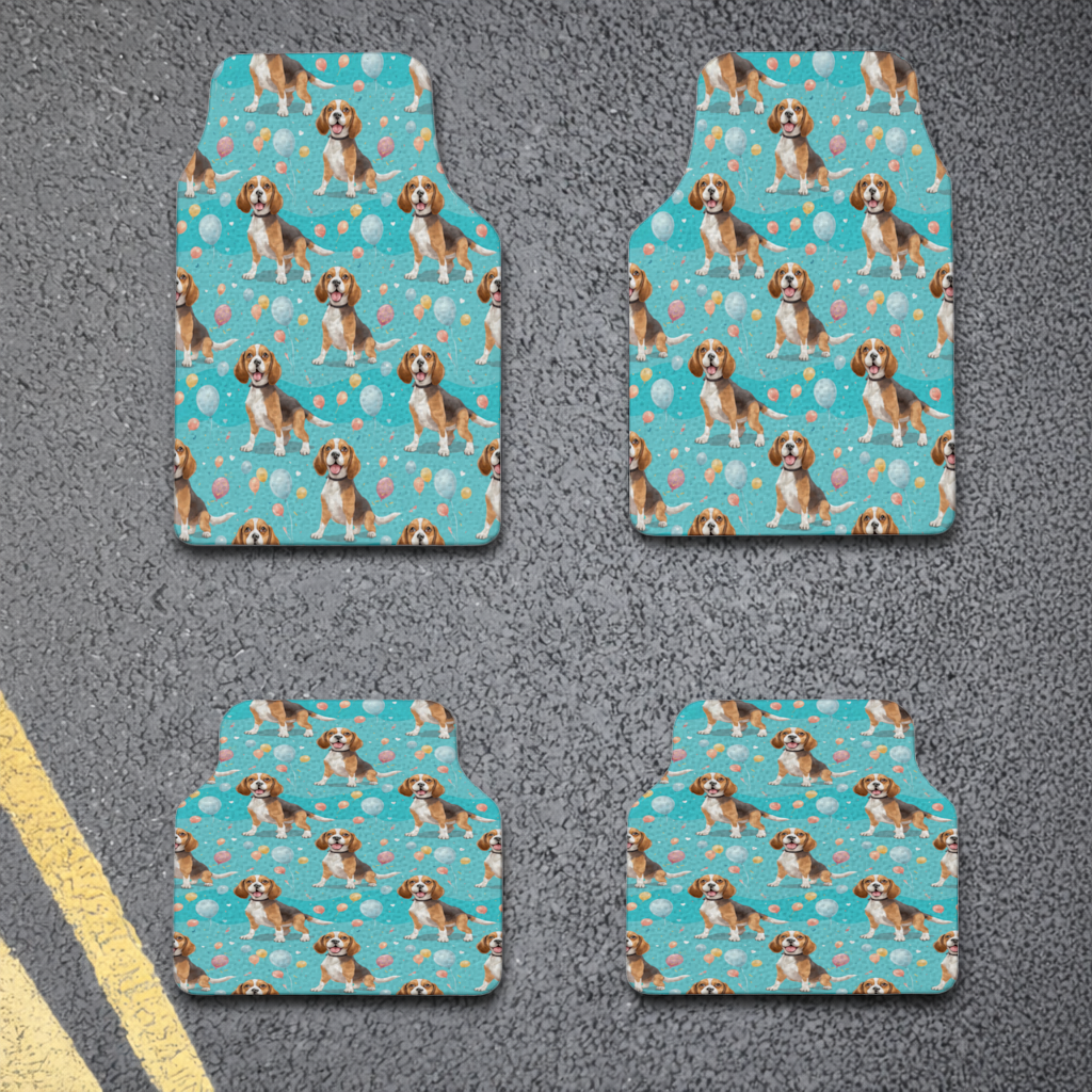 Cute Beagle Dog and Colorful Balloons Seamless Pattern Car Floor Mats