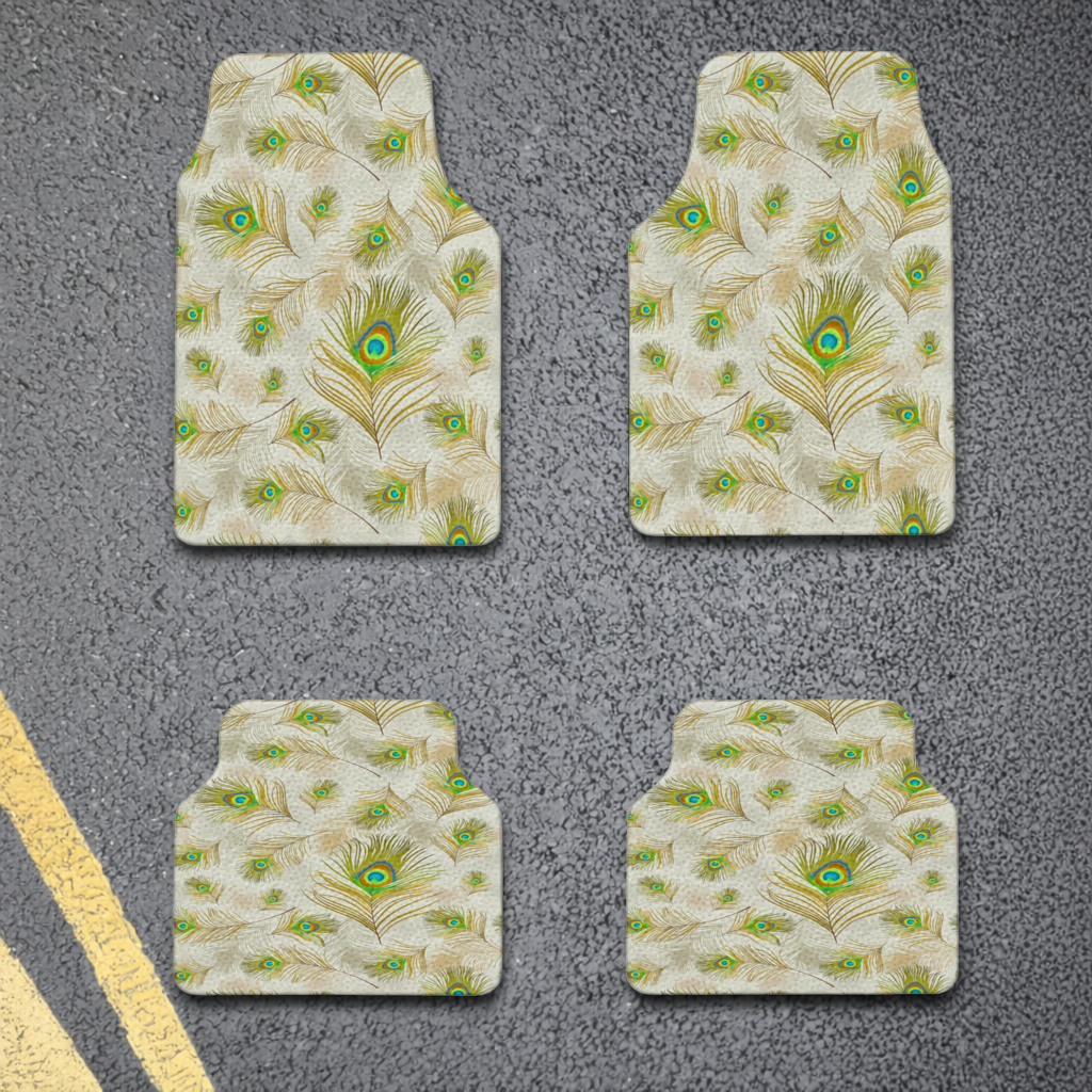 Elegant Peacock Feathers and Exotic Nature Seamless Pattern Car Floor Mats