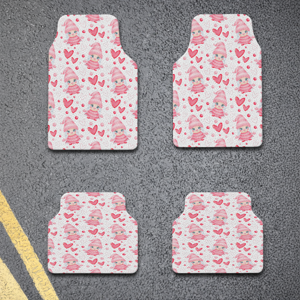 Cute Pink Baby Girl Valentines Day Heart Pattern Design Car Floor Mats