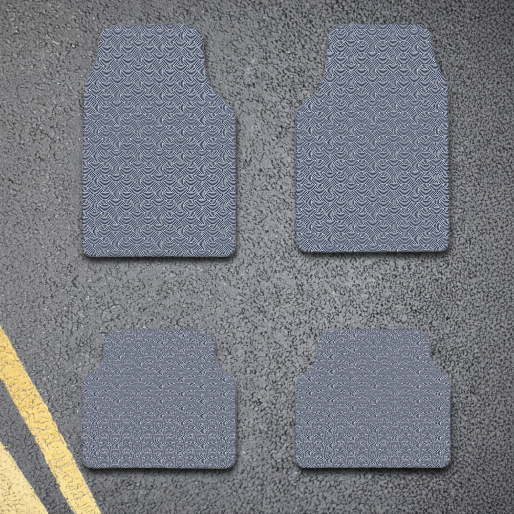 Navy and White Semi Circle Geometric Pattern Car Floor Mats