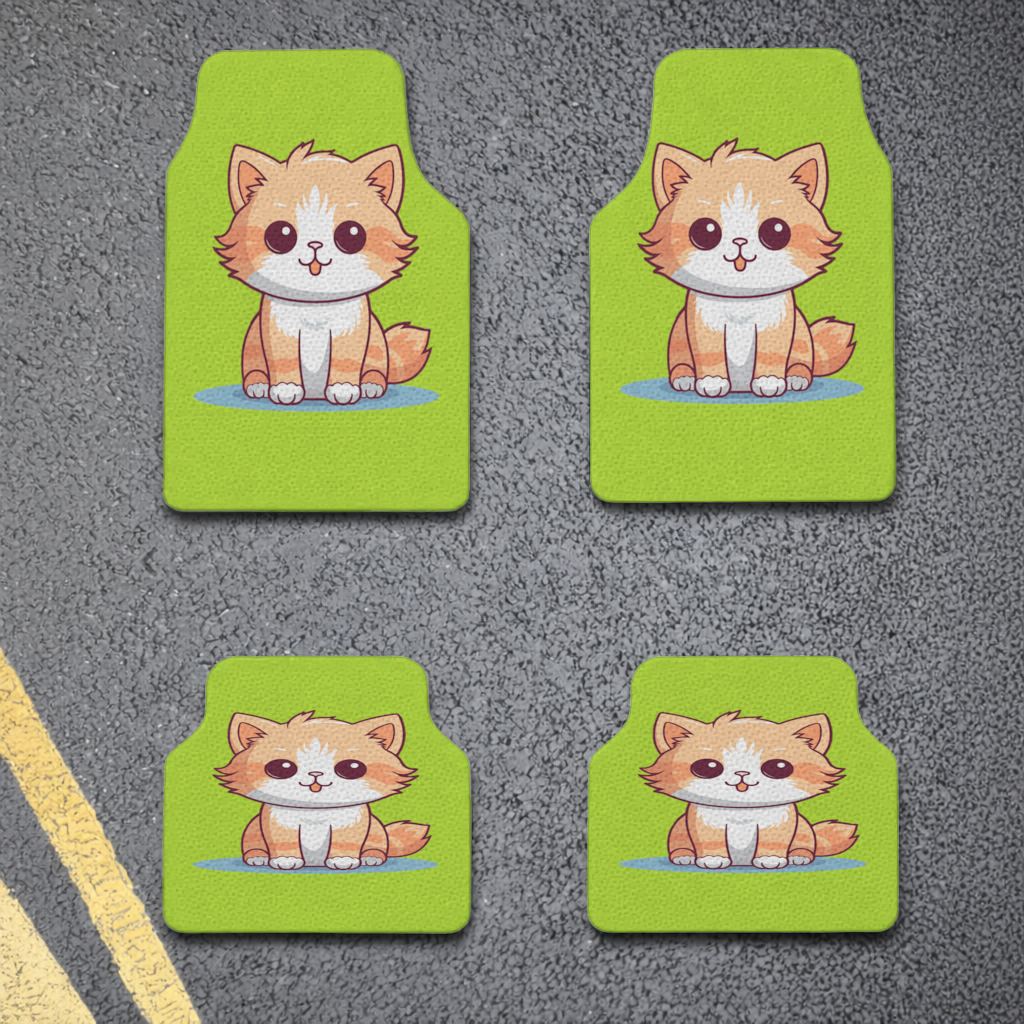 Cute Orange Cat Illustration Car Floor Mats