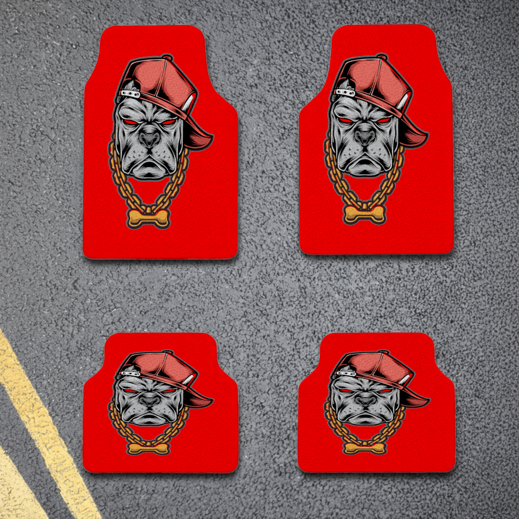 Hip Hop Style Gangster Dog Illustration Car Floor Mats