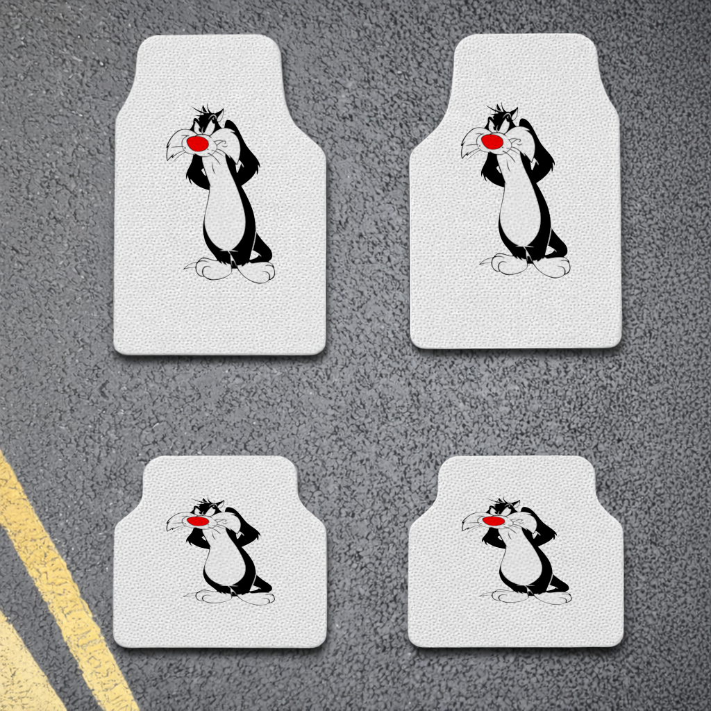Funny Cartoon Cat Illustration Car Floor Mats