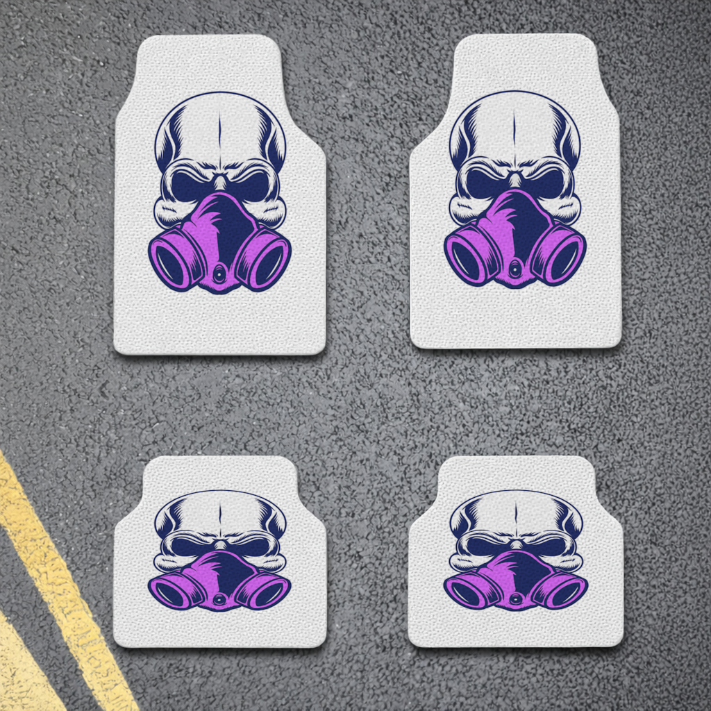Skull with Gas Mask Illustration Modern and Edgy Design Car Floor Mats