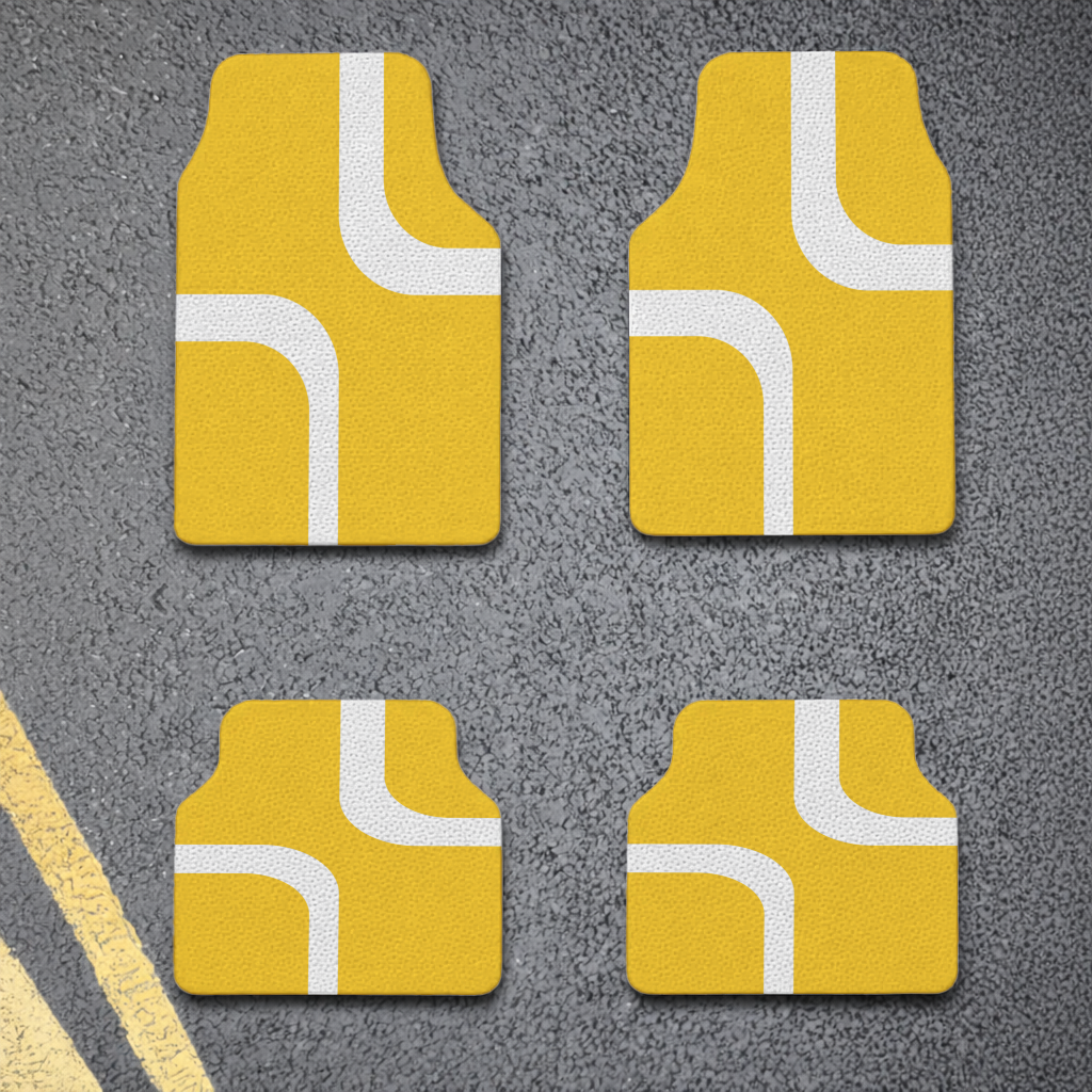 Yellow Geometric Labyrinth and Modern Abstract Pattern Car Floor Mats