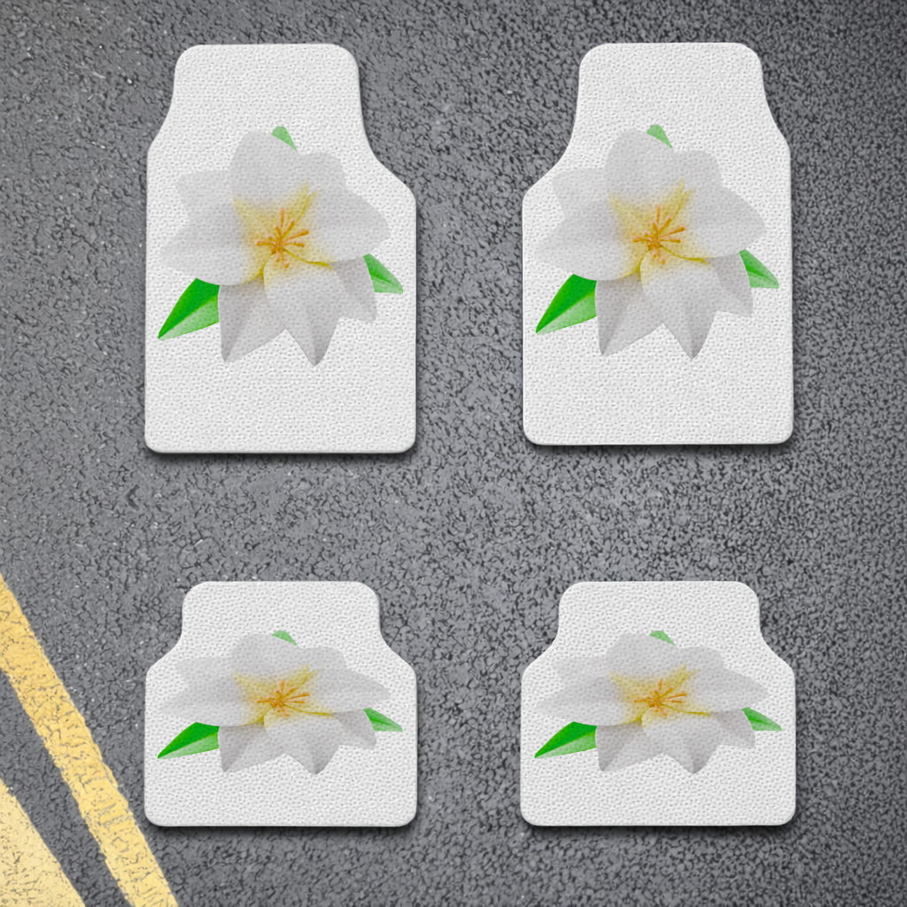 3D White Lily Flower Illustration Car Floor Mats