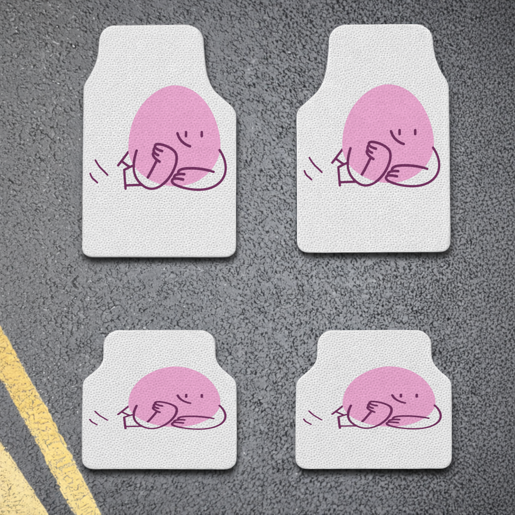 Cute Pink Lying Character Illustration Car Floor Mats