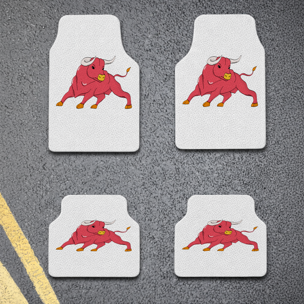 Spanish Red Bull Illustration Inspired by Matador Theme Car Floor Mats