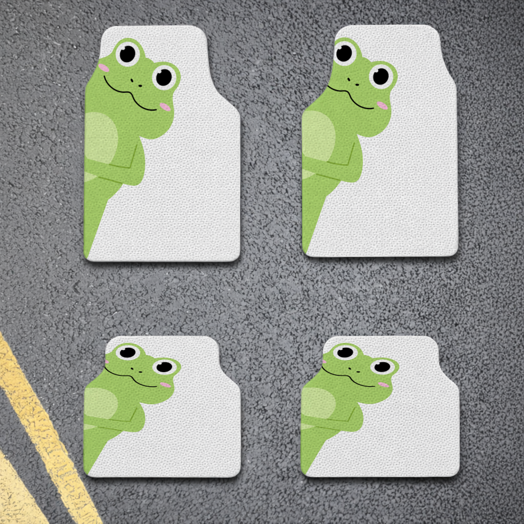 Cute Green Frog Peek-a-Boo Illustration Car Floor Mats