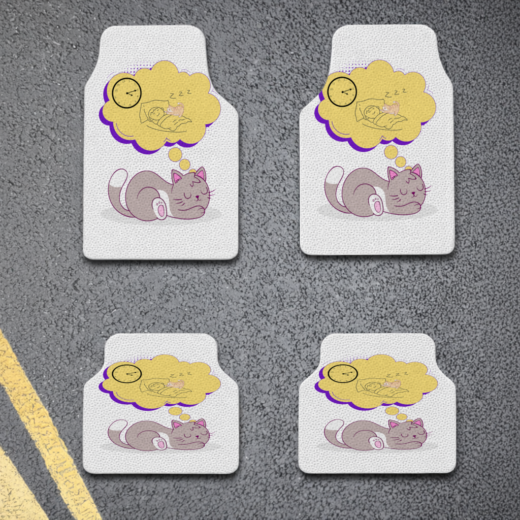 Cat Planning a 4 AM Zoomies Illustration Car Floor Mats
