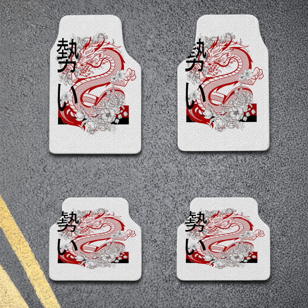 Japanese Dragon with Floral Design Car Floor Mats