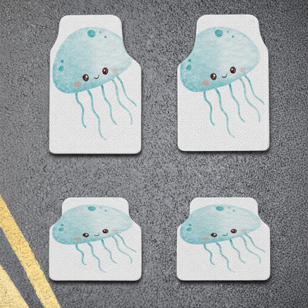 Cute Blue Jellyfish Character Car Floor Mats