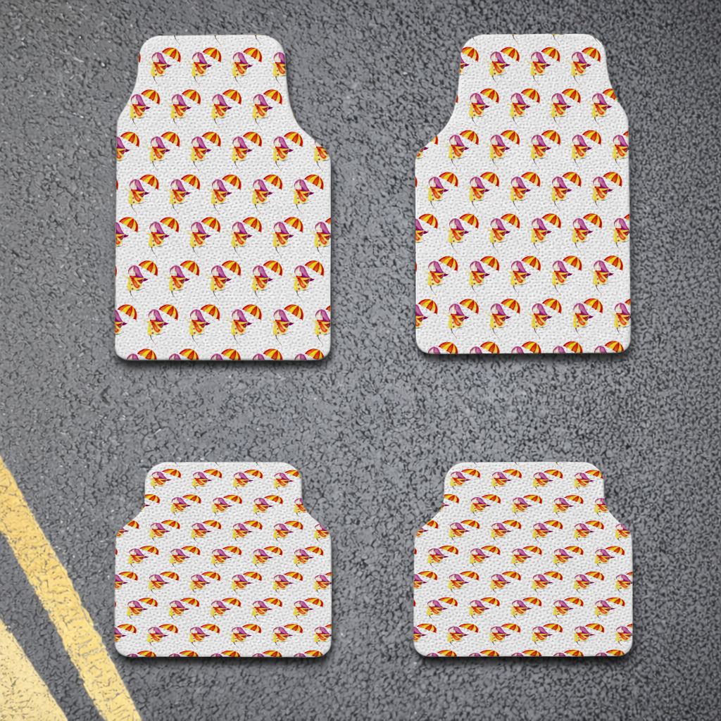 Cheerful Girl with Umbrella Car Floor Mats