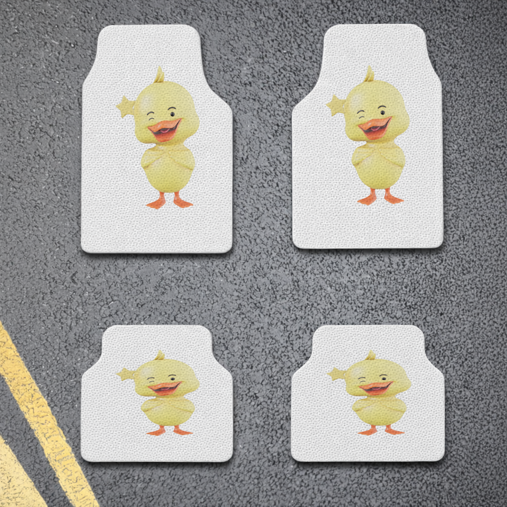 Cheerful Winking Yellow Duck with Star Car Floor Mats