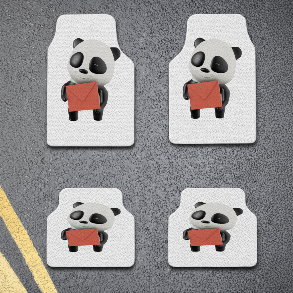 Happy Panda Character Holding Red Envelope Car Floor Mats