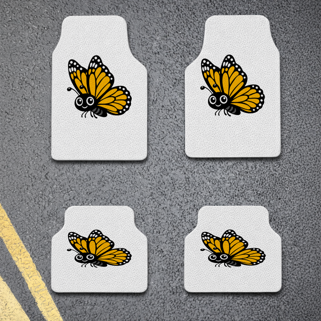 Gülümseyen Turuncu Monarch Kelebeği Oto Paspası (4 Adet)