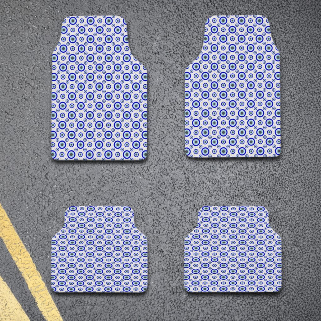 Blue Evil Eye Pattern with Stars Car Floor Mats