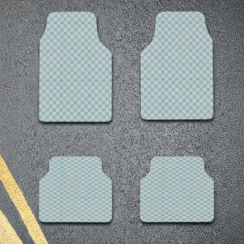 Blue Pixelated Geometric Ornament Pattern Car Floor Mats