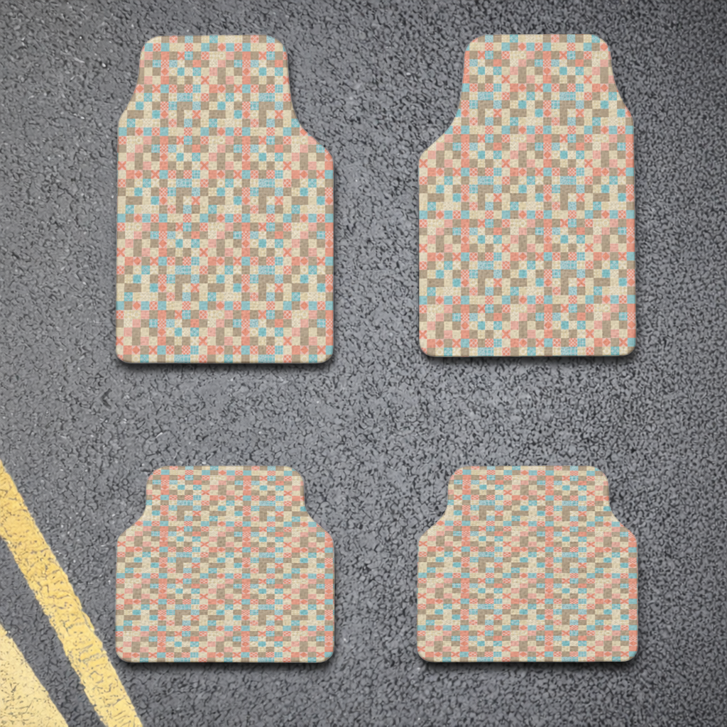 Colorful Modern Geometric Square Pattern Car Floor Mats