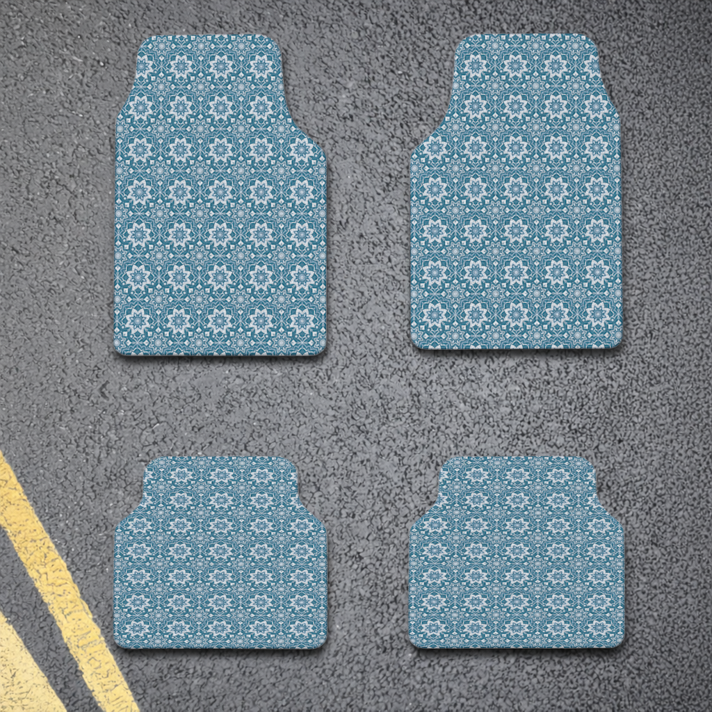 Elegant Blue Mandala Pattern Car Floor Mats