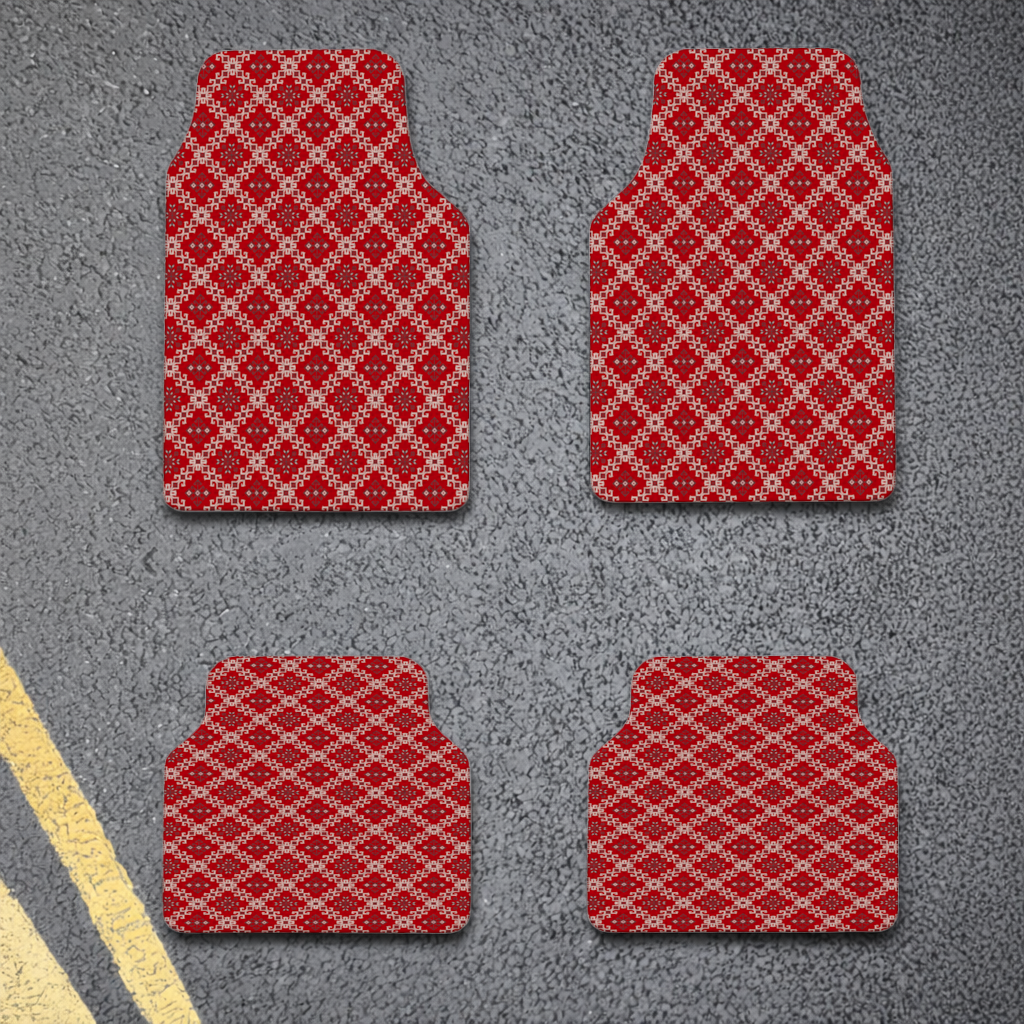 Red Ethnic Embroidery Pattern Car Floor Mats