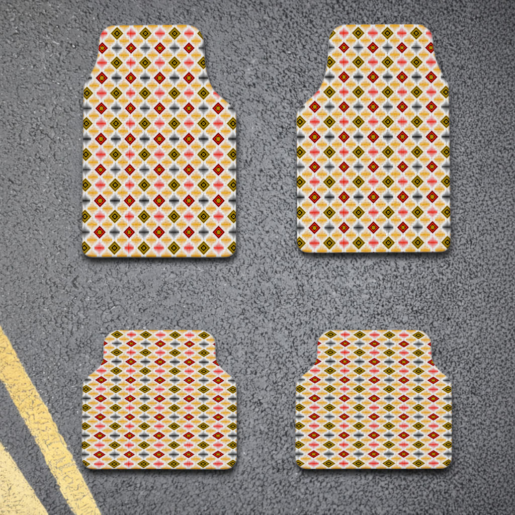 Vibrant Ethnic Geometric Motif Car Floor Mats