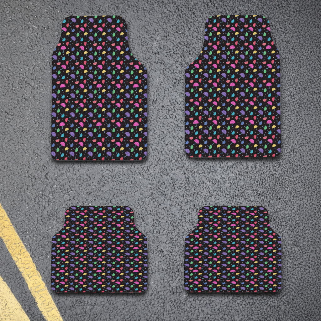Colorful Heart Umbrellas Pattern Car Floor Mats