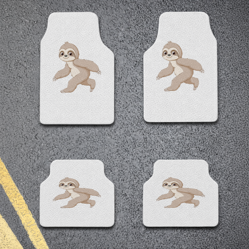Cute Joyful Walking Sloth Car Floor Mats