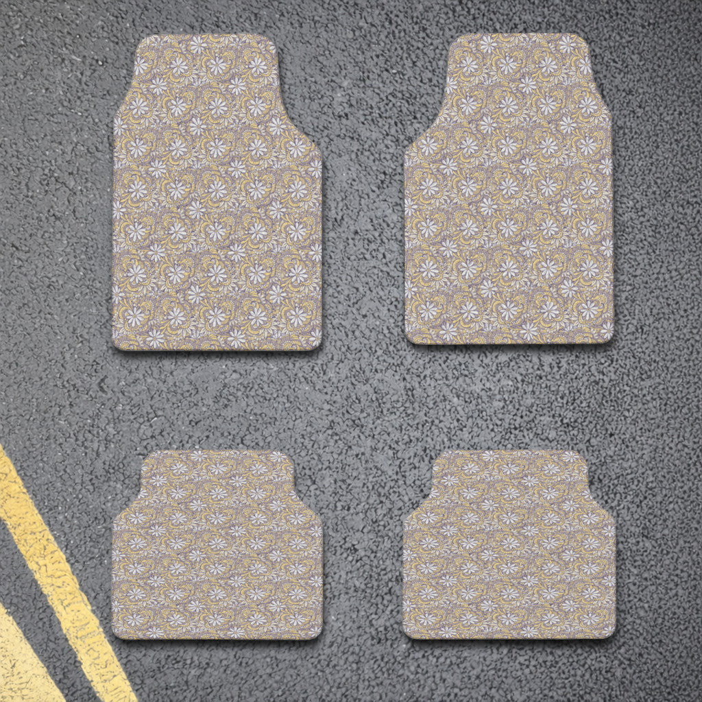 Retro Floral Doodle and Mandala Pattern Car Floor Mats