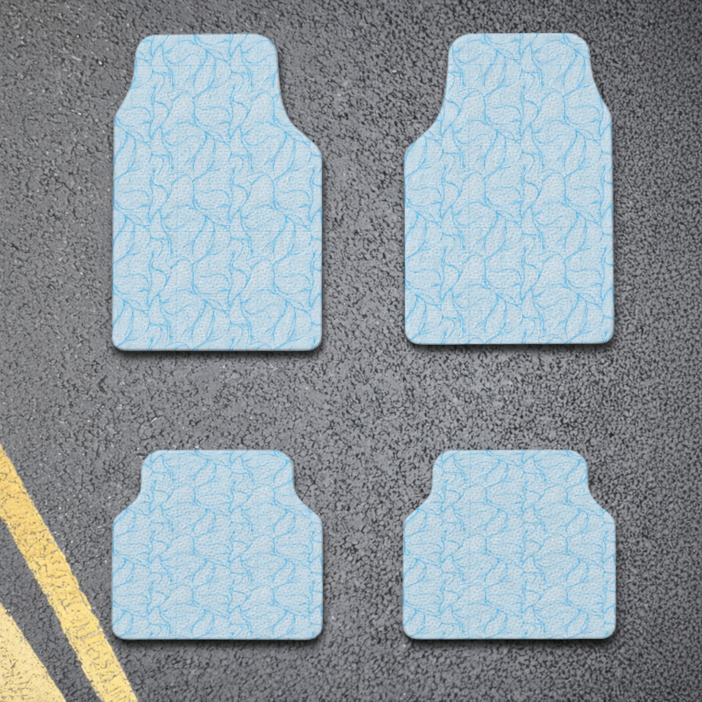 Blue Wavy Linear Abstract Pattern Car Floor Mats