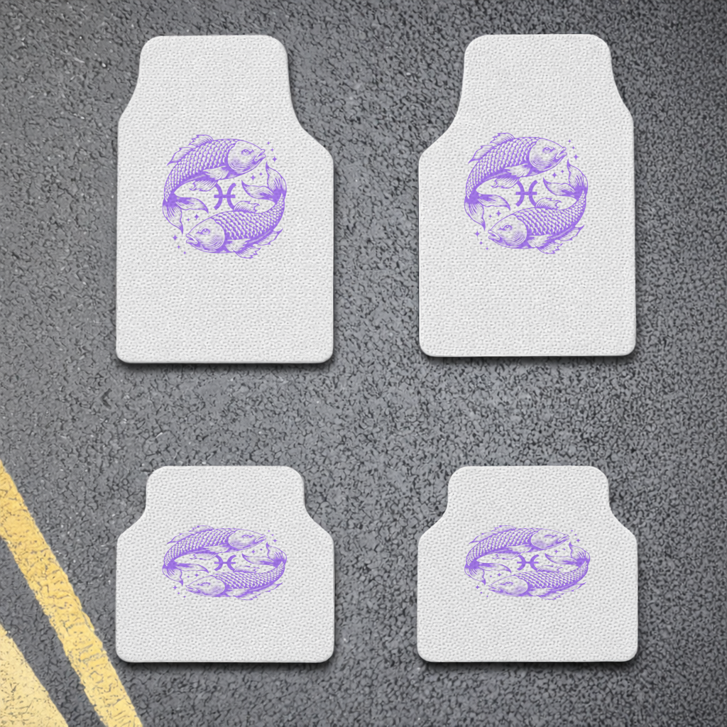 Pisces Zodiac Symbol with Purple Fish Art Car Floor Mats