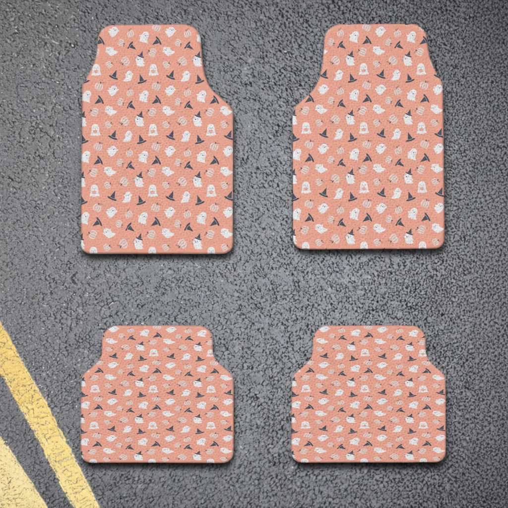 Cute Pumpkin and Witch Hat Ghost Pattern Car Floor Mats