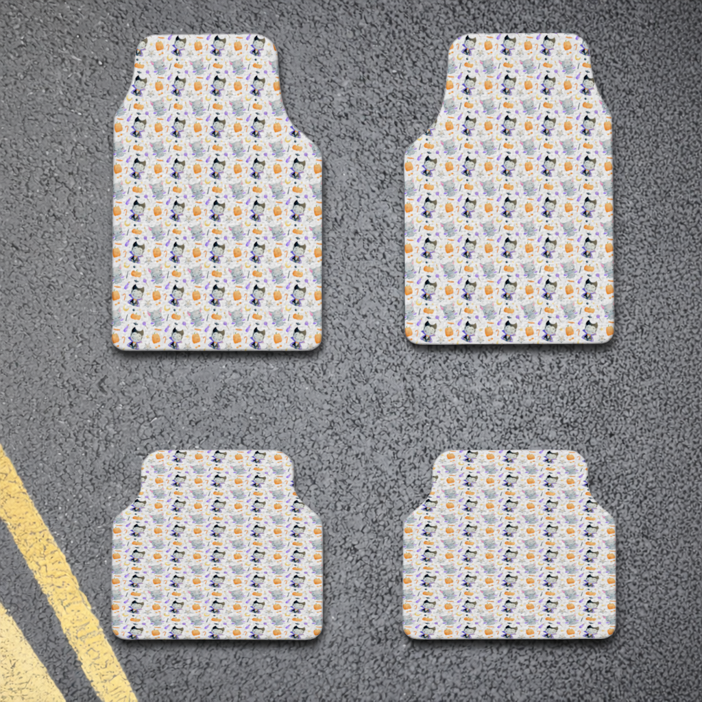 Cute Vampire and Bat Halloween Seamless Pattern Car Floor Mats