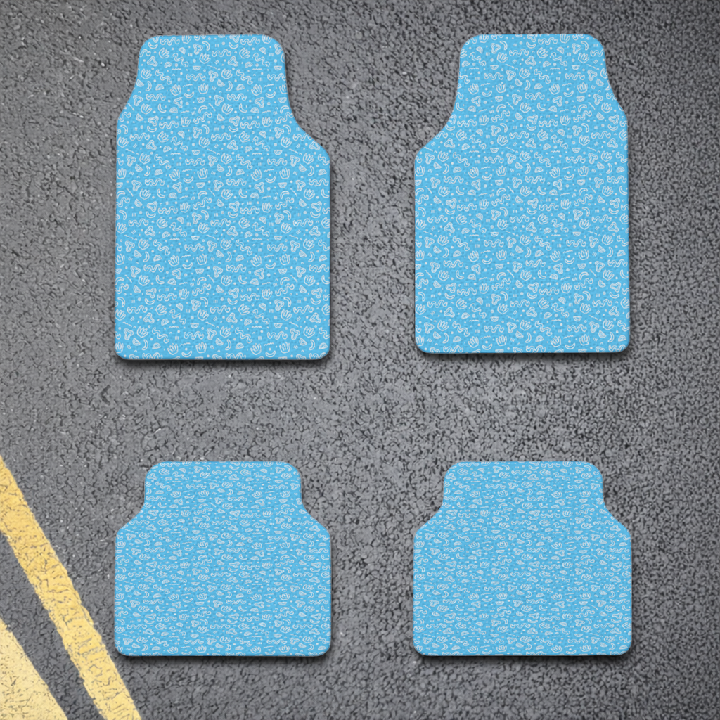 Blue Abstract Doodle Car Floor Mats