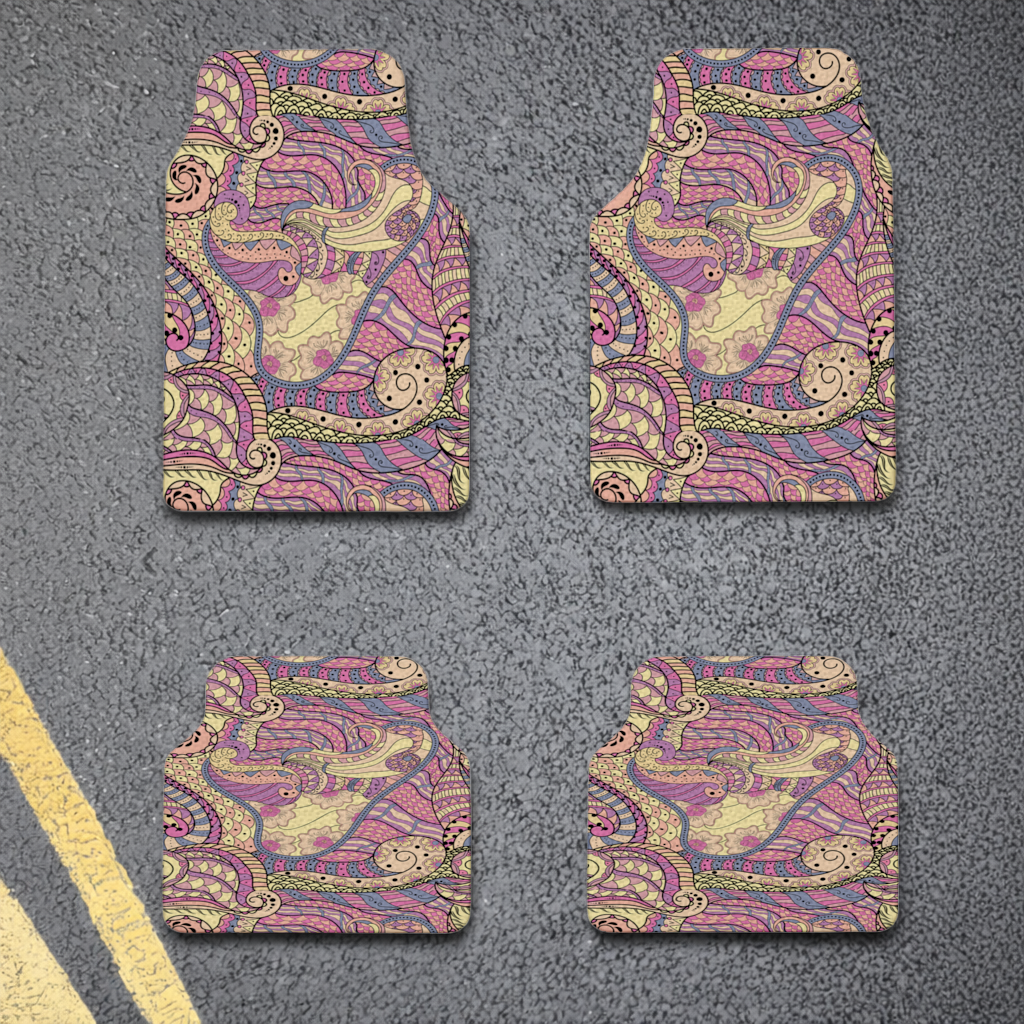 Psychedelic Zentangle Floral Car Floor Mats