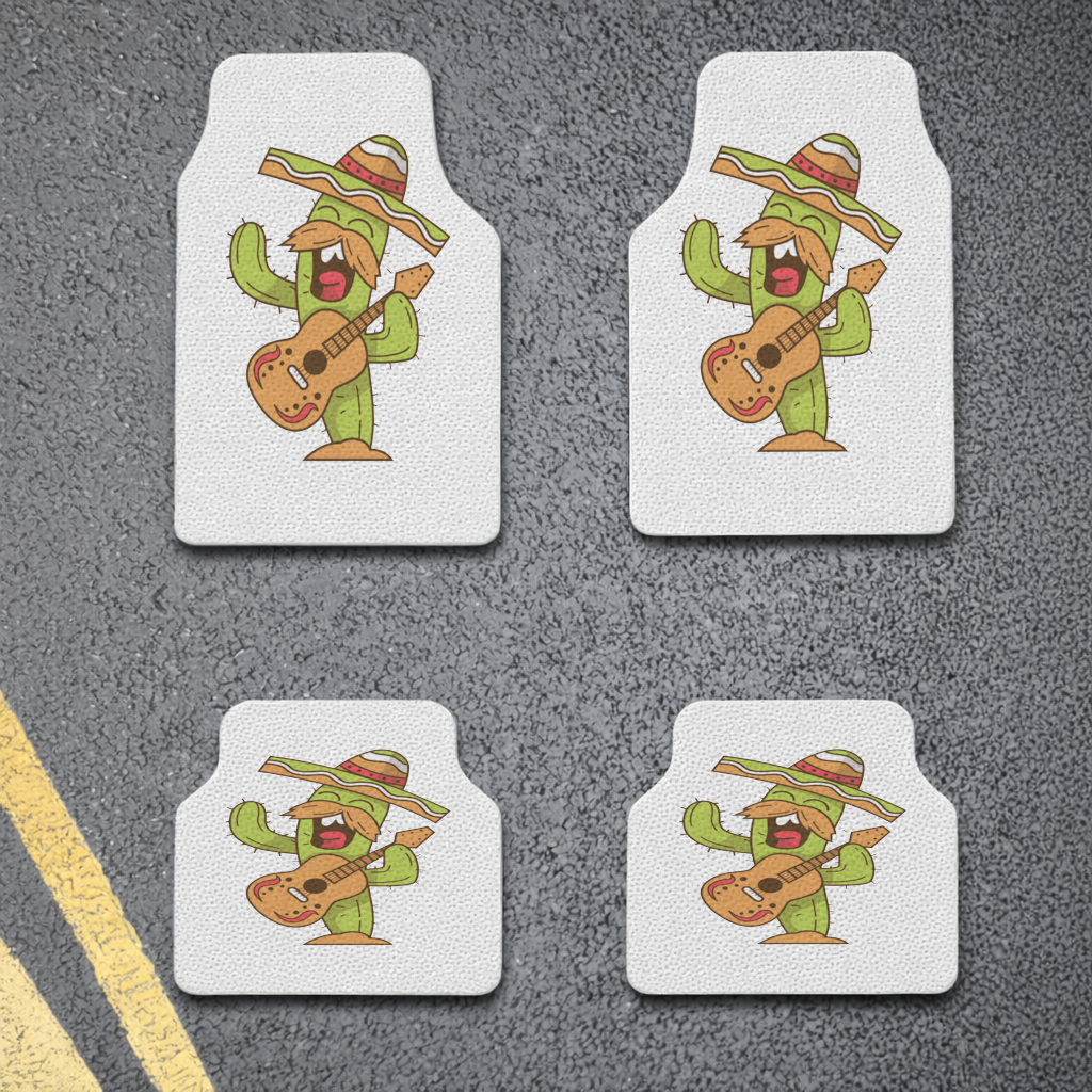 Mariachi Cactus Playing Guitar Car Floor Mats