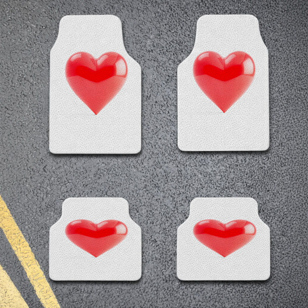 Glossy Red 3D Heart Car Floor Mats