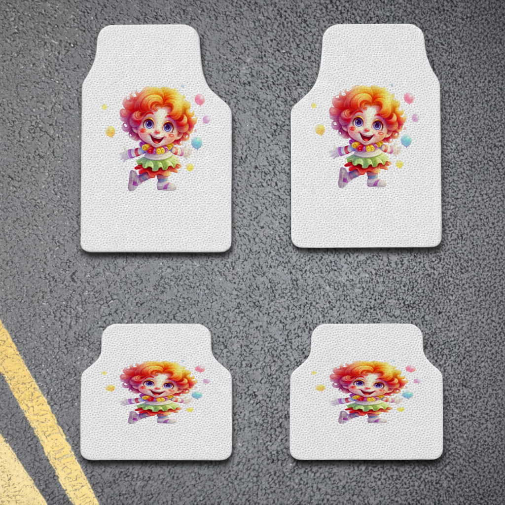 Cute Rainbow Hair Happy Clown Car Floor Mats