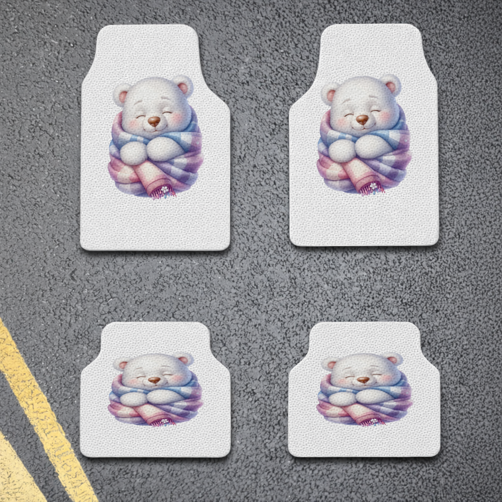Cozy Sleepy Polar Bear Cub Car Floor Mats