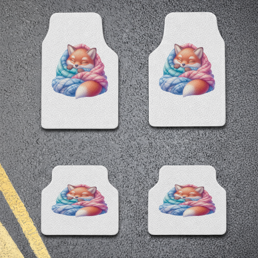 Sleeping Fox Knitted Blanket Car Floor Mats