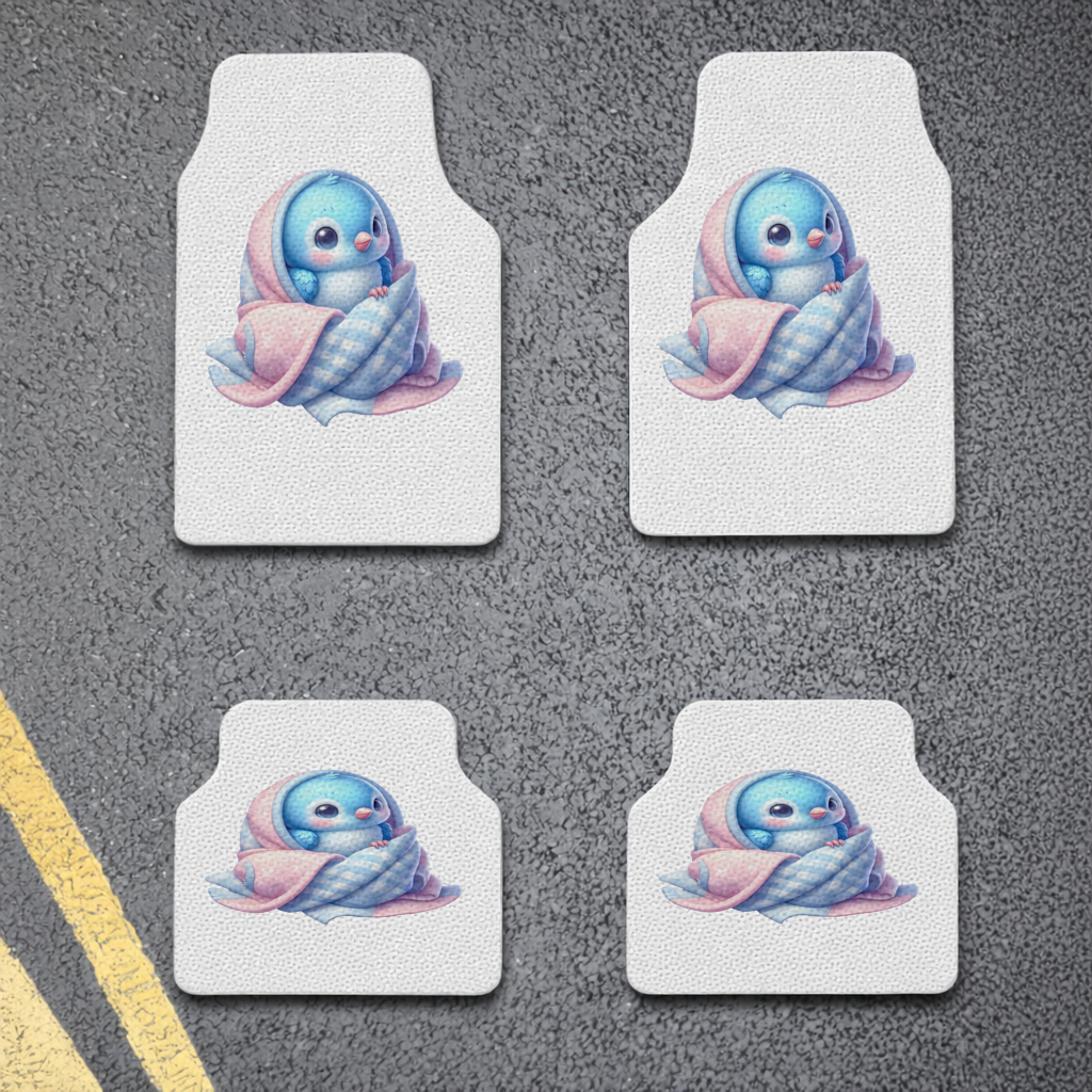 Kawaii Blue Bird in Blanket Car Floor Mats