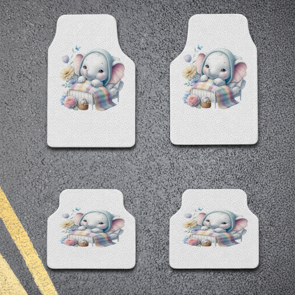 Sleeping Baby Elephant in Bed Car Floor Mats