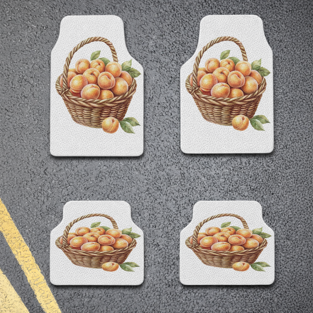 Fresh Peaches in Wicker Basket Car Floor Mats